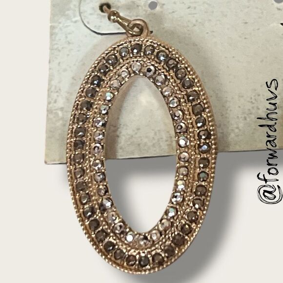 Bundle Sale 3 for $15 | 14th & Union Gold-Tone Oval Drop Earrings STAINED CARD - Picture 3 of 7